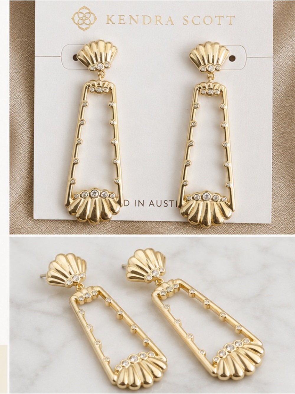 Kendra Scott Gold Shell-Frame Drop Earrings